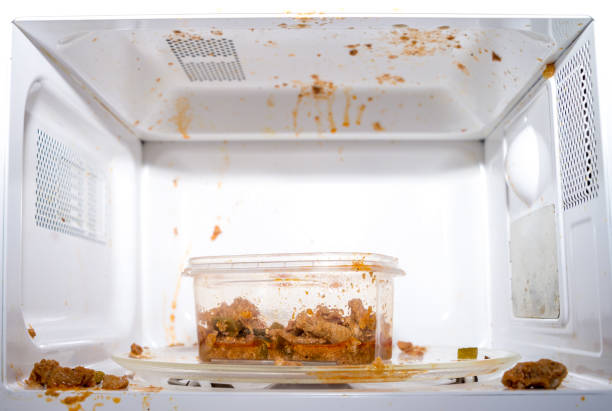 food spill in microwave due to bad seal bags